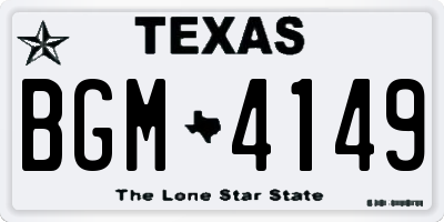 TX license plate BGM4149