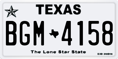 TX license plate BGM4158