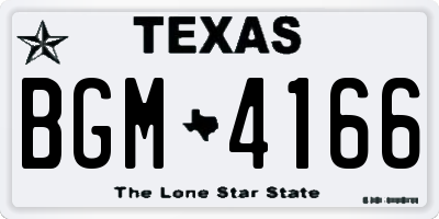 TX license plate BGM4166
