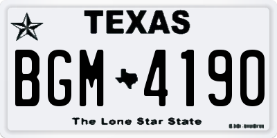 TX license plate BGM4190