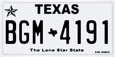 TX license plate BGM4191