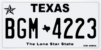 TX license plate BGM4223