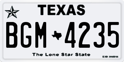 TX license plate BGM4235