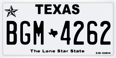 TX license plate BGM4262