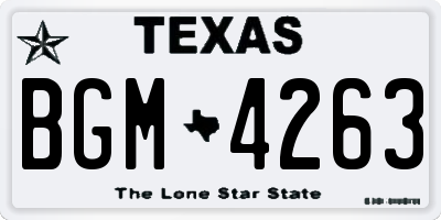 TX license plate BGM4263