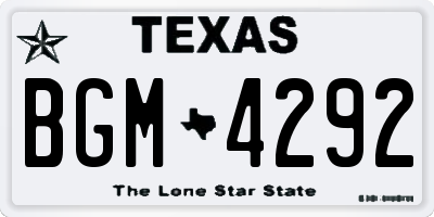 TX license plate BGM4292