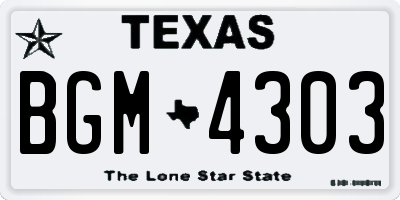 TX license plate BGM4303