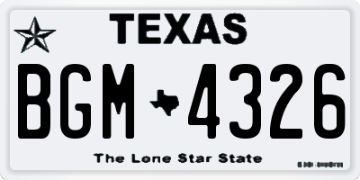 TX license plate BGM4326