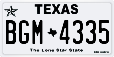 TX license plate BGM4335
