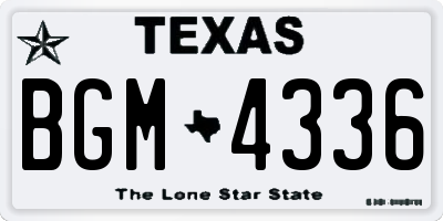 TX license plate BGM4336