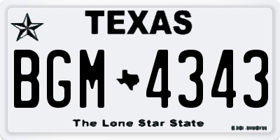 TX license plate BGM4343