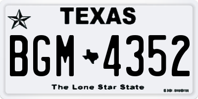TX license plate BGM4352