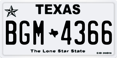 TX license plate BGM4366