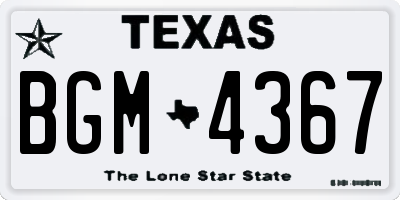 TX license plate BGM4367