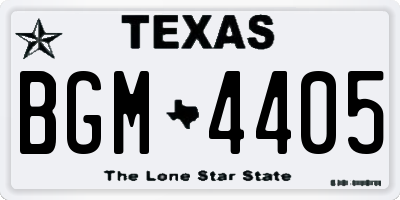 TX license plate BGM4405