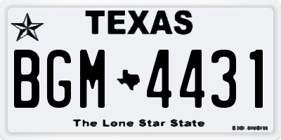 TX license plate BGM4431
