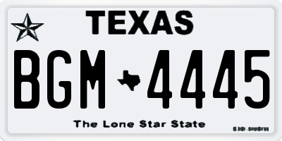 TX license plate BGM4445