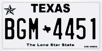 TX license plate BGM4451