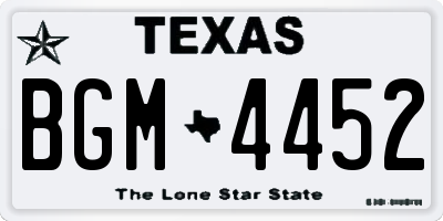 TX license plate BGM4452