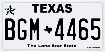 TX license plate BGM4465