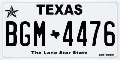 TX license plate BGM4476