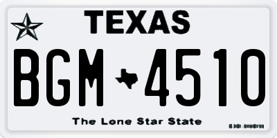 TX license plate BGM4510