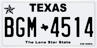 TX license plate BGM4514