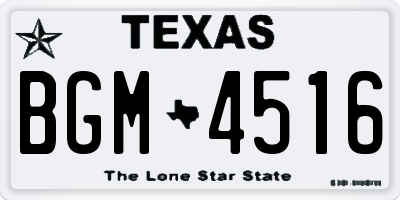 TX license plate BGM4516