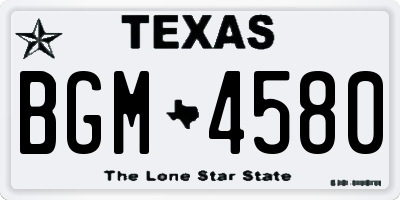TX license plate BGM4580
