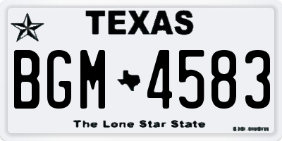 TX license plate BGM4583