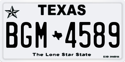 TX license plate BGM4589