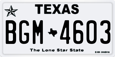 TX license plate BGM4603