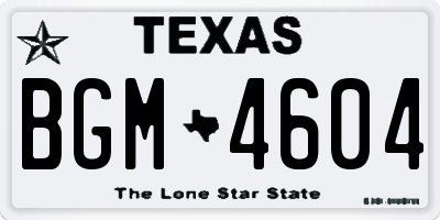 TX license plate BGM4604