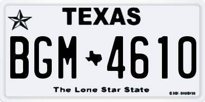 TX license plate BGM4610