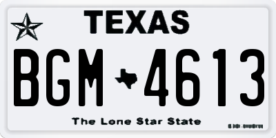 TX license plate BGM4613