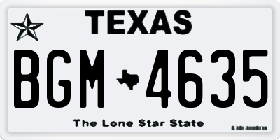 TX license plate BGM4635