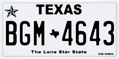 TX license plate BGM4643