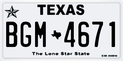TX license plate BGM4671