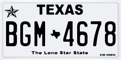 TX license plate BGM4678