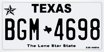 TX license plate BGM4698