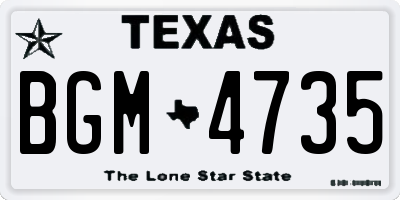 TX license plate BGM4735