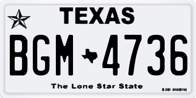 TX license plate BGM4736