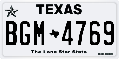 TX license plate BGM4769