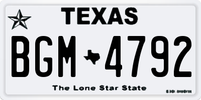 TX license plate BGM4792
