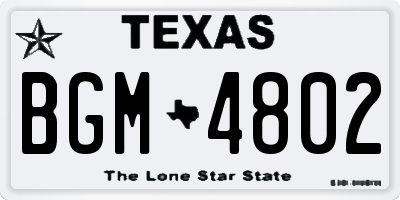 TX license plate BGM4802