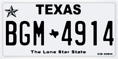 TX license plate BGM4914