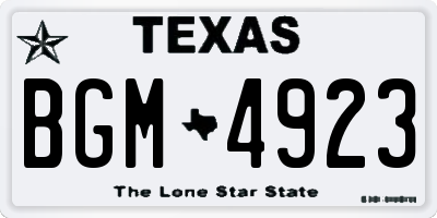 TX license plate BGM4923