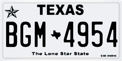 TX license plate BGM4954