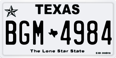 TX license plate BGM4984
