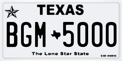 TX license plate BGM5000